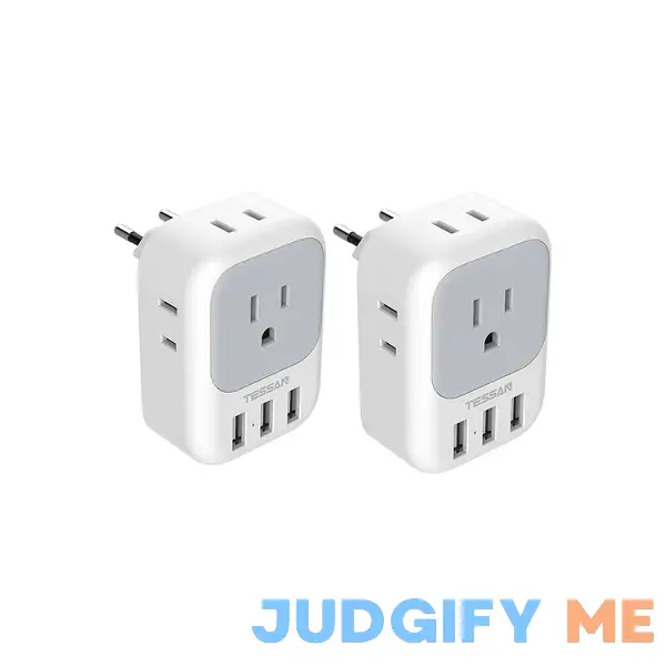 European Power Plug Adapter with 4 AC Outlets and 3 USB European Power Plug Adapter with 4 AC Outlets and 3 USB