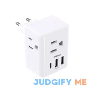 European Travel Plug Adapter with USB Charging Ports(1 USB C)