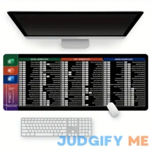 Extra Large Rubber Mouse Pad with Non-Slip Base and Office Software Shortcuts for Word