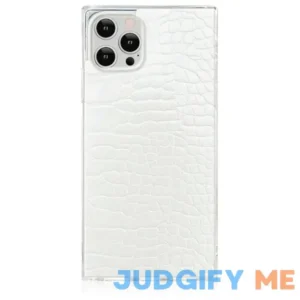 FLAUNT White Crocodile Faux Leather SQUARE iPhone Case