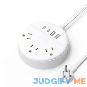 Flat Extension Cord NTONPOWER Flat Plug Power Strip with 3 Outlets 4 USB Ports