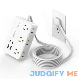 Flat Plug Power Strip Surge Protector 5ft Ultra Thin Extension Cord with 4 USB Wall Charger