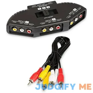 Fosmon A1602 RCA Splitter with 3-Way Audio Video RCA Switch Box + RCA Cable for Connecting 3 RCA Output Devices to Your TV