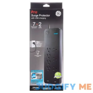 GE Pro 7-Outlet 2-USB Power Strip Surge Protector 37054