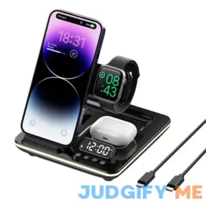 GEEK FULLY 5 in-1 Wireless Charger Phone Charging Station Automatic Lifting Charging Stand Dock Fast Travel Charger for Multiple Devices Adapt with