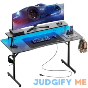 GTRacing 2024 T -Shaped RGB Gaming Desk with Monitor Stand GTP210