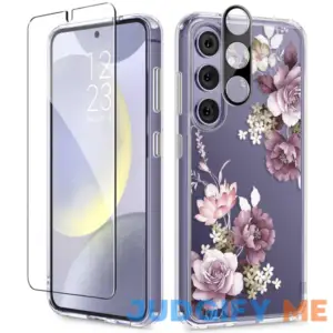 GVIEWIN for Samsung Galaxy S24 Case Floral with Screen Protector & Camera Lens Protector