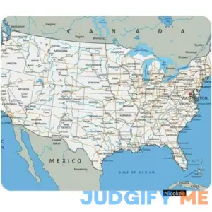 Gaming Mouse Pad USA High Detailed United States of America Road Map Labeling City Texas Non-Slip Rubber Mouse Pad for Computers