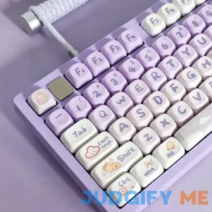 Gliging Keycaps 142 Keys Purple Rabbit Cute MOA Profile Dye-Sublimation for Cherry MX Switches Mechanical Keyboard