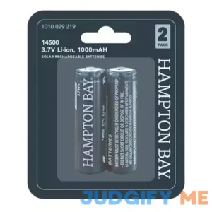 Hampton Bay Lithium Phosphate 3.7-Volt 1000mAh Rechargeable Solar Batteries AA F