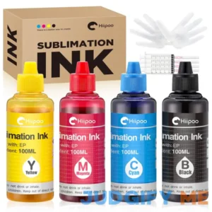Hiipoo Sublimation Ink Refilled Bottles Work with WF7710 ET2760 ET2720 ET2803 ET2800 ET15000 C88 C88+ Inkjet Printer Heat Press Transfer on Mugs
