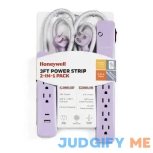 Honeywell 2-in-1 Pack Power Strips 6 AC Outlets Surge + 3 AC 2 USB Strip
