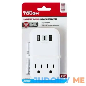 Hyper Tough 2-Outlet 3-usb Surge Protector