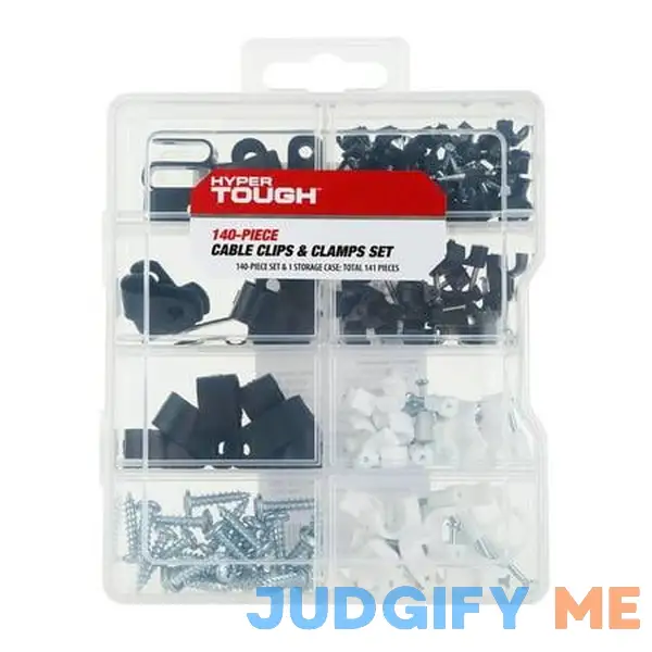 Hyper Tough Polypropylene 140-Piece Cable Clips and Clamp Set TD34020R New Hyper Tough Polypropylene 140-Piece Cable Clips and Clamp Set TD34020R New