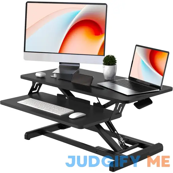 JOY worker Standing Desk Converter 32" Wide Height Adjustable Sit Stand Up Desk Riser with Keyboard Tray JOY worker Standing Desk Converter 32" Wide Height Adjustable Sit Stand Up Desk Riser with Keyboard Tray