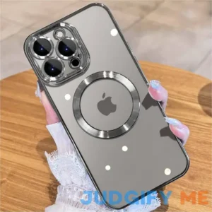 JUESHITUO Magnetic Titanium Color for iPhone 15 Pro Max Case with Full Camera Protection [No.1 Strong N56 Magnets] [Military Grade Drop Protection]