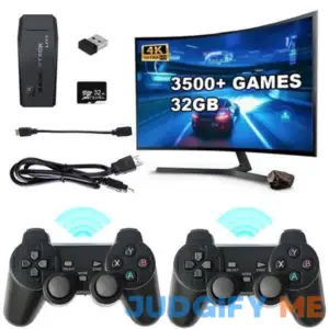 Jgoo Portable 4K TV Video Retro Game Console 2.4g Wireless Controller Family Game Stick Built-in 3500+ Classic Games