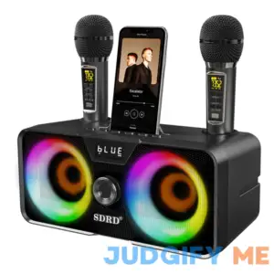 Karaoke Machine for Adults and Kids with 2 UHF Wireless Microphones