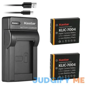 Kastar Battery & Slim USB Charger for Kodak KLIC-7004 K7004 NP-50 D-Li68 and EasyShare M2008 V1273 V1233 V1253 Zi8 Zi12 PlayFull Dual PlaySport