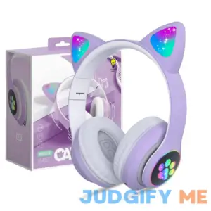 Kerhand Bluetooth Headphones for Kids Cute Ear Cat Ear Led Light Up Foldable Headphones Stereo Over Ear with Microphone/tf Card Wireless Headphone