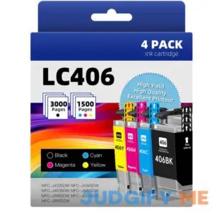 LC406 Ink Cartridges Compatible Replacement for Brother LC 406 LC-406 LC406XL High Yield use to Brother MFC-J4335DW MFC-J4535DW MFC-J5855DW