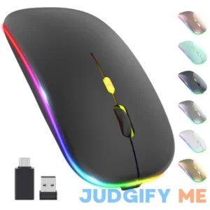 LED Wireless Mouse Slim Silent Mouse 2.4G Portable Mobile Optical Office Mouse with USB & Type-c Receiver