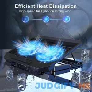 LIENS Laptop Cooling Pad with Adjustable Height Two 5.1 Inches Fan 2 USB Ports Suitable for 12"-15.6" Laptops