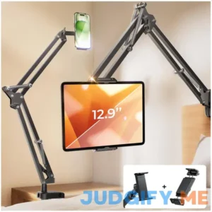 LISEN Tablet Stand Phone Holder iPad Holder for Desk Mount 2 Clamps Kindle Holder for Bed Gooseneck Phone Tablet Holder Mount Phone