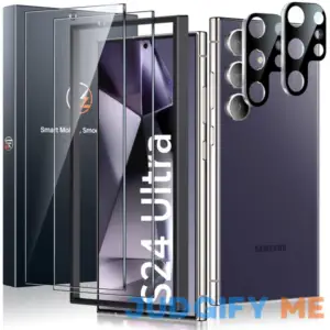 LK 2 Pack for Samsung Galaxy S24 Ultra Screen Protector with 2 Pack Camera Lens Protector [Fingerprint Compatible] Touch Sensitive