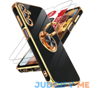 LeYi for Galaxy A15 5G Phone Case: with [2 Pack] Tempered Glass Screen Protector 360° Rotatable Ring Holder Magnetic Kickstand