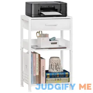 Lerliuo White Printer Stand with Fabric Drawer