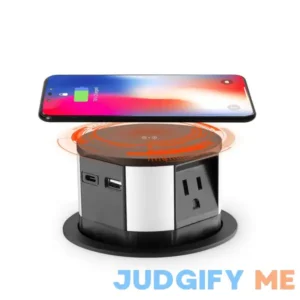 Link2Home 10-Watt Space Saver Pop Up-Outlet Fast Induction Charger with Type-C USB