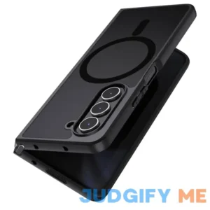 MAKAVO Magnetic for Samsung Galaxy Z Fold 5 Case [Compatible with MagSafe] Slim Translucent Matte Hard Back & Soft Black Bumper