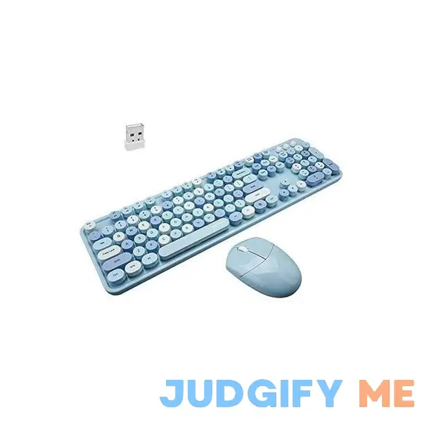 MOFII Wireless Keyboard and Mouse Combo Blue Retro Keyboard with Round Keycaps MOFII Wireless Keyboard and Mouse Combo Blue Retro Keyboard with Round Keycaps