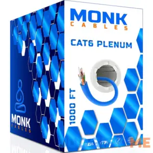 MONK CABLES CAT6 Plenum Cable 1000ft UTP 23AWG 550MHz