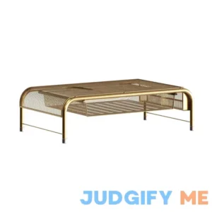 Martha Stewart Ryder Mesh Metal Desktop Monitor Stand Riser with Organizer Drawer and Side Storage HH-OHD04-GLD-MS