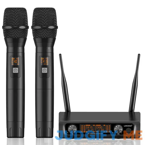 Metal Dual Wireless Microphone Systems: UHF Cordless Dynamic Karaoke Mic Handheld Set Metal Dual Wireless Microphone Systems: UHF Cordless Dynamic Karaoke Mic Handheld Set
