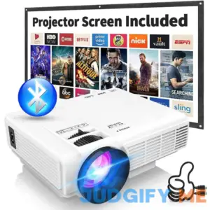 Mini Projector with Bluetooth and Projector Screen Full HD 1080P Portable Video Projector