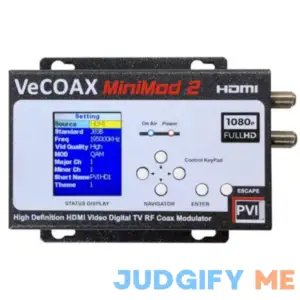 Minimod 2 Vecoax Hdmi to Coax Modulator to distribute Your Hdmi Video Sources to All Tvs as Hd Channels Over existing tv Coax Cables