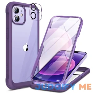 Miracase Glass Series for iPhone 12/12 Pro - Full-Body Rugged Protective Case with Built-in 9H Tempered Glass Screen Protector and Camera Lens
