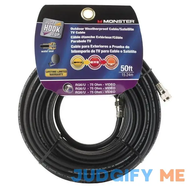 Monster Weatherproof Video Coaxial Cable Just Hook it Up 50 ft Monster Weatherproof Video Coaxial Cable Just Hook it Up 50 ft