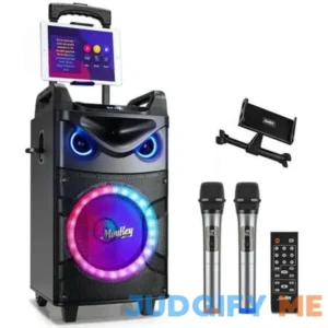Moukey Sing Karaoke Machine for Party 10 inch Woofer Stand Alone Portable PA System
