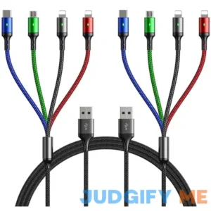Multi Charging Cable Fast Multi Charger Cable Braided 4 in 1 Multiple USB Cable Universal Charging Cord with IP/Type C/Micro USB Port