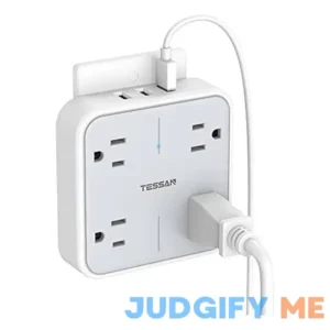 Multi Plug Outlet Extender with USB TESSAN Surge Protector Splitter 3 USB Wall Charger TS-102-BK-SMT-8