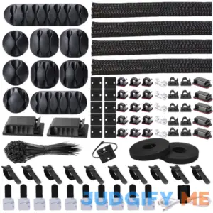 N NOROCME Cord Management Organizer Kit 4 Cable Sleeve Split with 41Self Adhesive Clips Holder