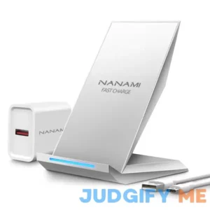 NANAMI Fast Wireless Charger Qi Certified Charging Stand with QC3.0 Adapter 7.5W Compatible iPhone 15/14/13/12/SE 2020/11 Pro/XS/XR/X/8 10W for Samsu