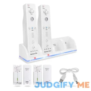 NATNO 4-in-1 Charging Station for Wii&Wii U Remote Controller with 4 Rechargeable Battery Packs