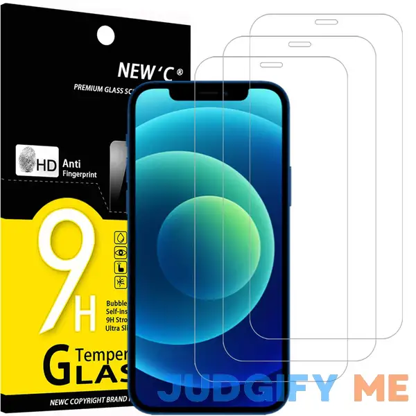NEW'C [3 Pack Designed for iPhone 12/12 Pro (6.1") Screen Protector Tempered Glass NEW'C [3 Pack Designed for iPhone 12/12 Pro (6.1") Screen Protector Tempered Glass
