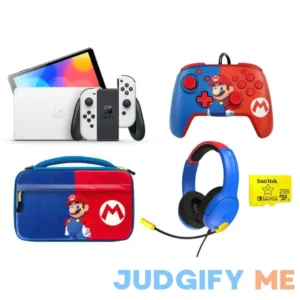 Nintendo Switch Oled Mario Bundle + Headset + Wired Controller + Case + 256gb SanDisk