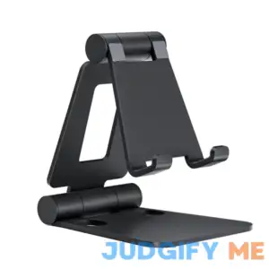 Nulaxy Dual Folding Cell Phone Stand Fully Adjustable Foldable Desktop Phone Holder Cradle Dock Compatible with Phone 15 14 13 12 11 Pro Xs Xs Max